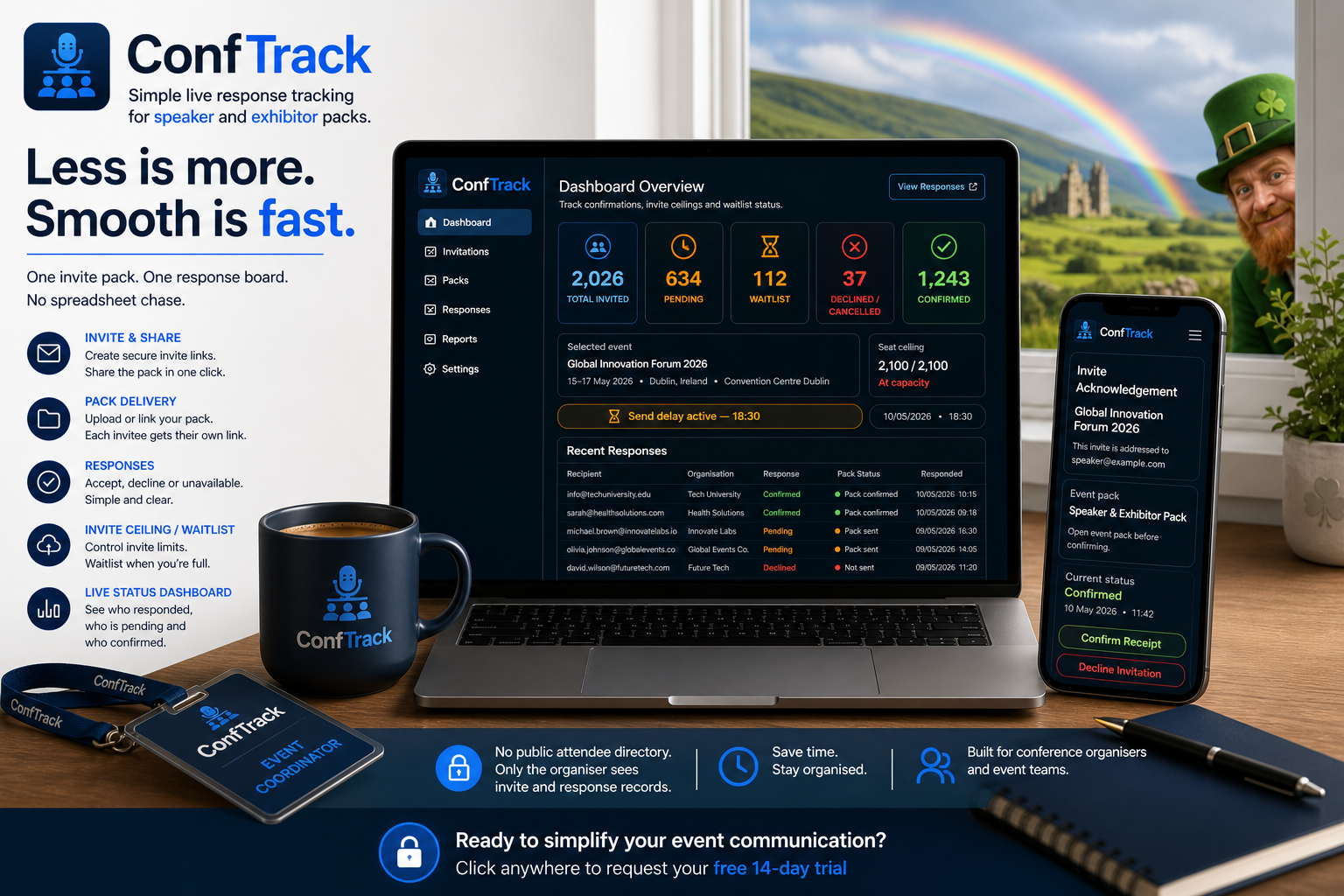 ConfTrack — simple live response tracking for speaker and exhibitor packs